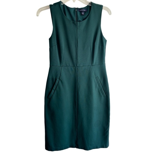 Lands End Sheath Dress Pockets Sleeveless Knit Stretch Jumper Size 4 Green EUC - Picture 1 of 15